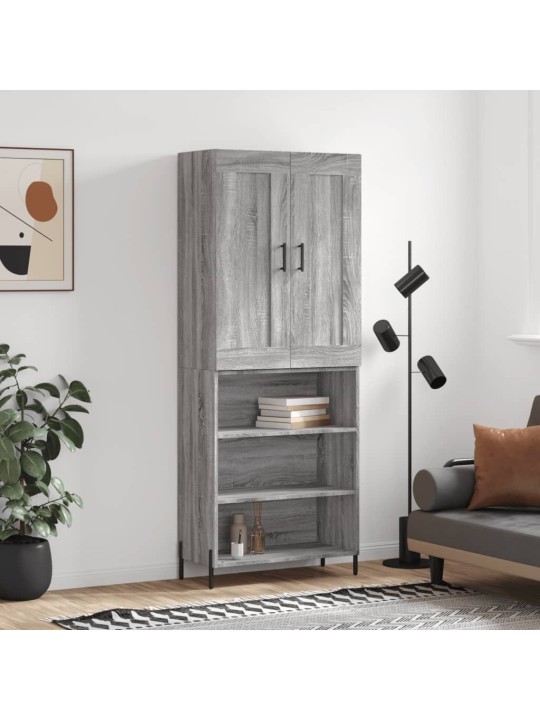 Augstais skapis, pelēks, 69,5x34x180 cm, inženierijas koks