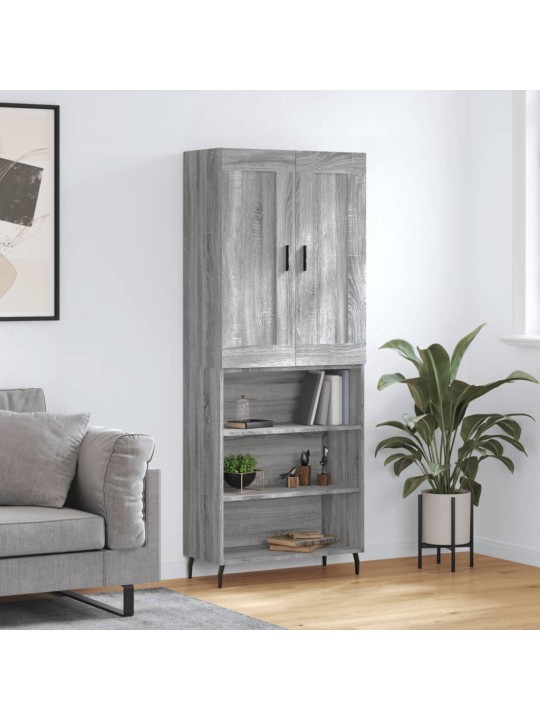 Augstais skapis, pelēks, 69,5x34x180 cm, inženierijas koks