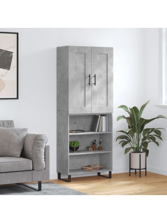 Augstais skapis, pelēks, 69,5x34x180 cm, inženierijas koks