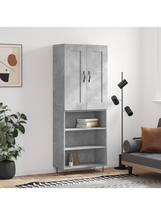 Augstais skapis, pelēks, 69,5x34x180 cm, inženierijas koks