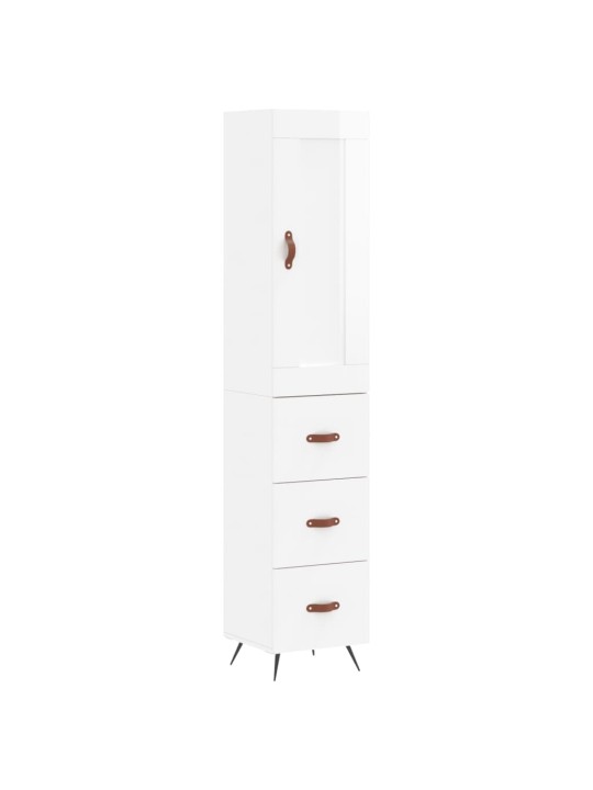 Augstais skapītis, balts, 34,5x34x180 cm, inženierijas koks