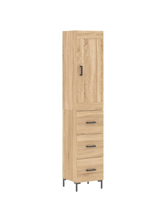 Augstais skapītis, ozolkoka, 34,5x34x180 cm, inženierijas koks