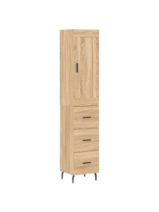 Augstais skapītis, ozolkoka, 34,5x34x180 cm, inženierijas koks