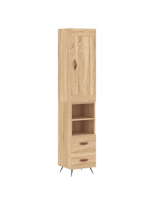 Augstais skapītis, ozolkoka, 34,5x34x180 cm, inženierijas koks