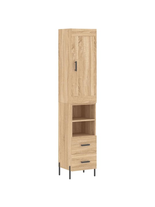 Augstais skapītis, ozolkoka, 34,5x34x180 cm, inženierijas koks