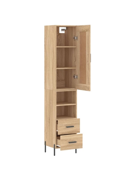 Augstais skapītis, ozolkoka, 34,5x34x180 cm, inženierijas koks