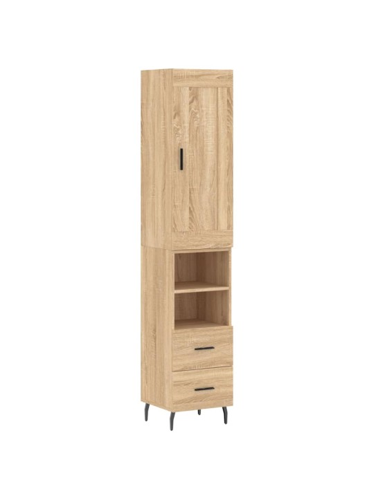 Augstais skapītis, ozolkoka, 34,5x34x180 cm, inženierijas koks