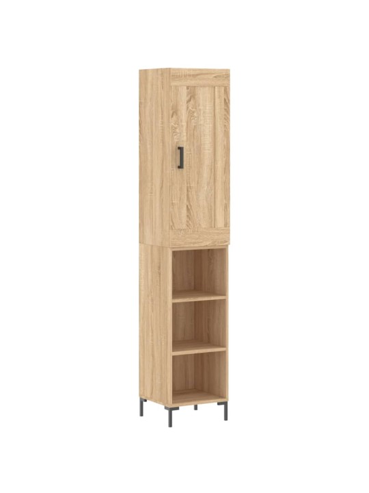 Augstais skapītis, ozolkoka, 34,5x34x180 cm, inženierijas koks