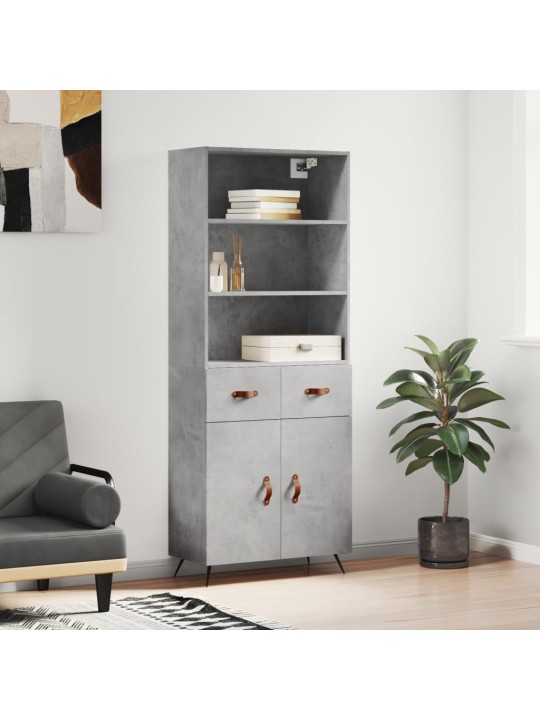 Augstais skapis, pelēks, 69,5x34x180 cm, inženierijas koks