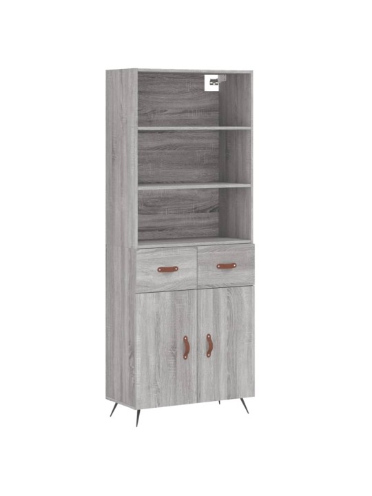 Augstais skapis, pelēks, 69,5x34x180 cm, inženierijas koks