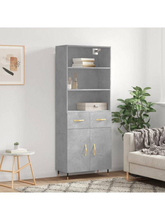 Augstais skapis, pelēks, 69,5x34x180 cm, inženierijas koks