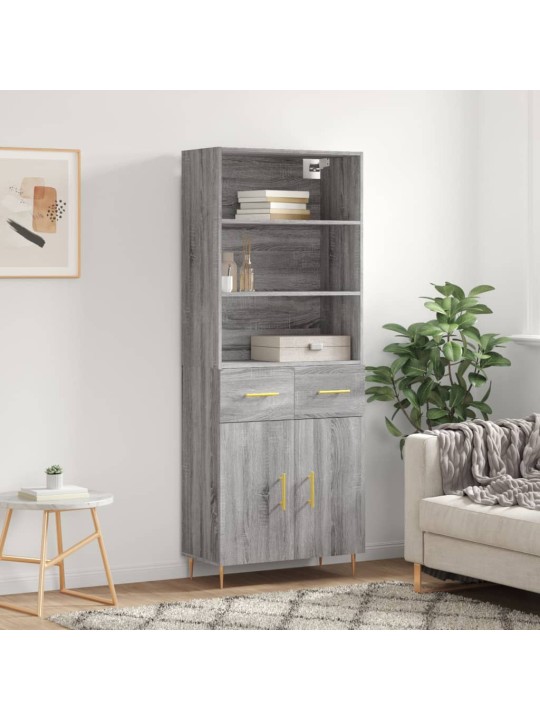 Augstais skapis, pelēks, 69,5x34x180 cm, inženierijas koks