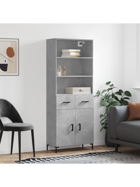 Augstais skapis, pelēks, 69,5x34x180 cm, inženierijas koks