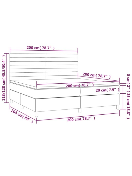Kontinentālā gulta rāmis ar matraci, krēmkrāsas audums, 200x200 cm