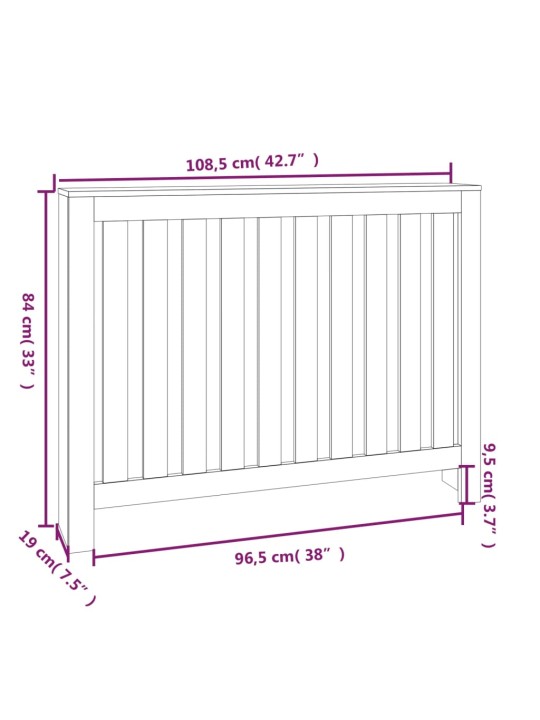 Radiatora pārsegs, 108,5x19x84 cm, priedes masīvkoks