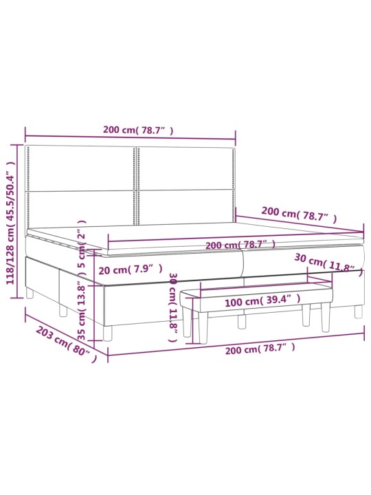 Kontinentālā gulta rāmis ar matraci, krēmkrāsas audums, 200x200 cm