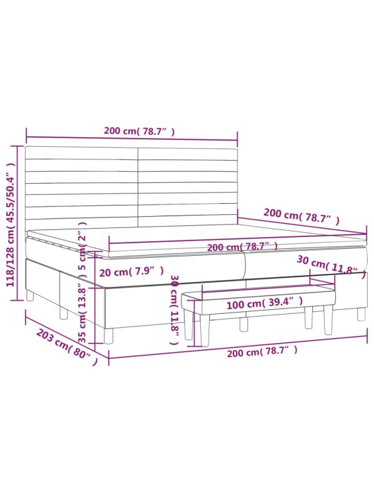 Kontinentālā gulta rāmis ar matraci, krēmkrāsas audums, 200x200 cm