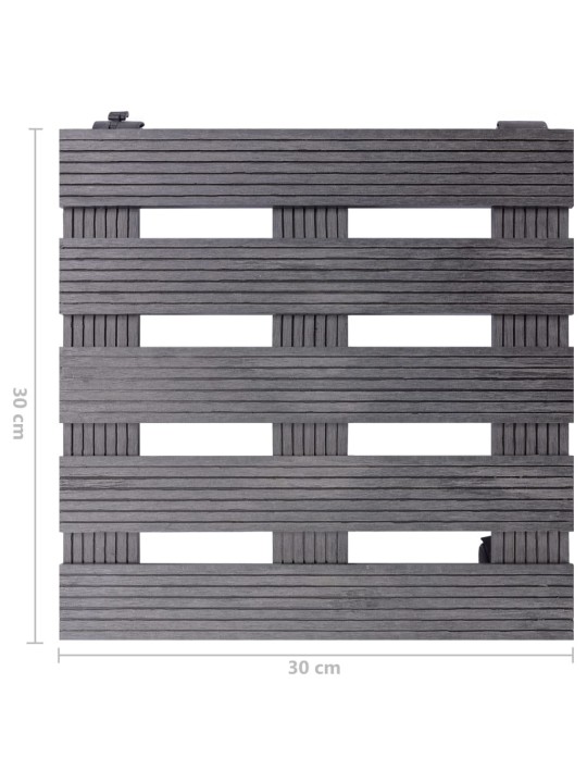 Puķu podu paliktņi ar riteņiem, 4 gb., pelēki, 30x30x7,5cm, wpc