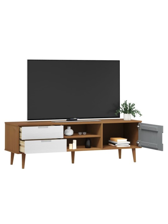Tv skapītis molde, brūns, 158x40x49 cm, priedes masīvkoks