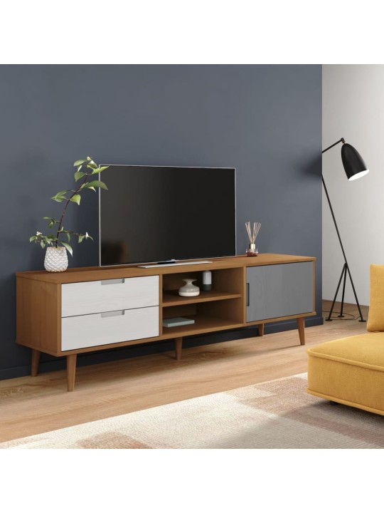 Tv skapītis molde, brūns, 158x40x49 cm, priedes masīvkoks