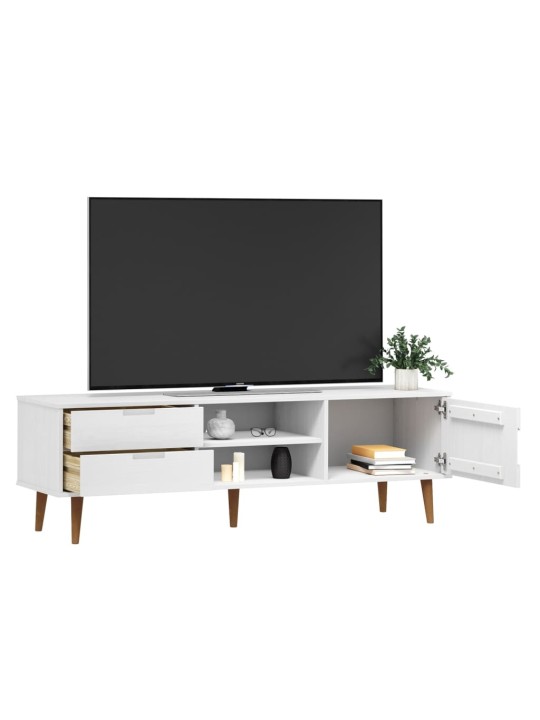 Tv skapītis molde, balts, 158x40x49 cm, priedes masīvkoks