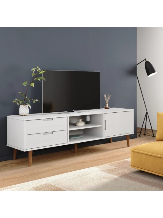 Tv skapītis molde, balts, 158x40x49 cm, priedes masīvkoks