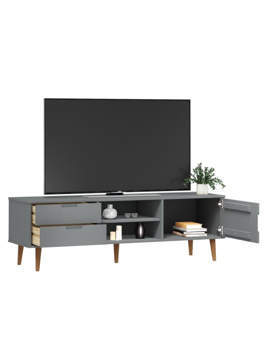 Tv skapītis molde, pelēks, 158x40x49 cm, priedes masīvkoks