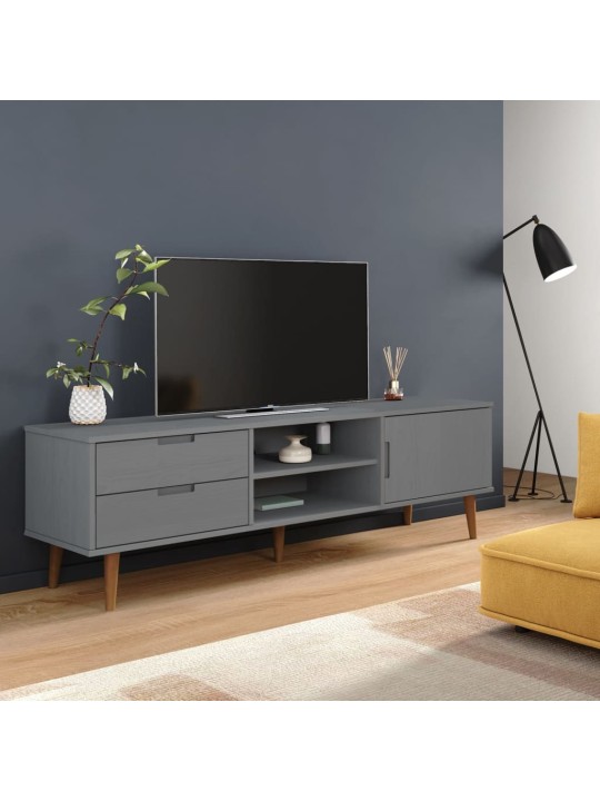 Tv skapītis molde, pelēks, 158x40x49 cm, priedes masīvkoks