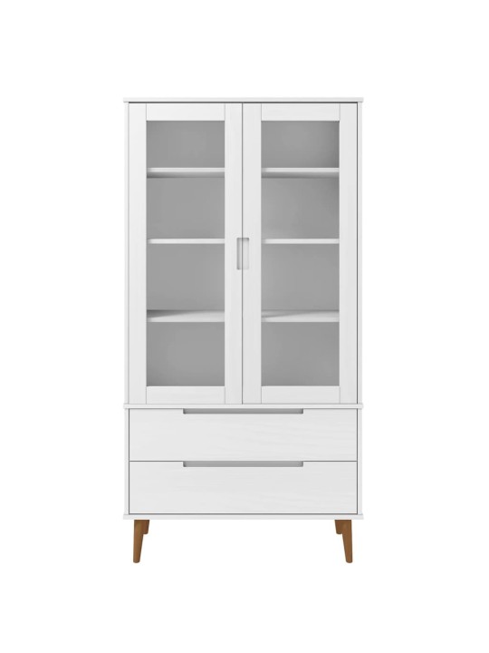Vitrīnas skapis molde, balts, 90x35x175 cm, priedes masīvkoks