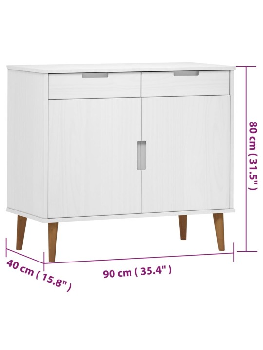 Kumode molde, balts, 90x40x80 cm, priedes masīvkoks