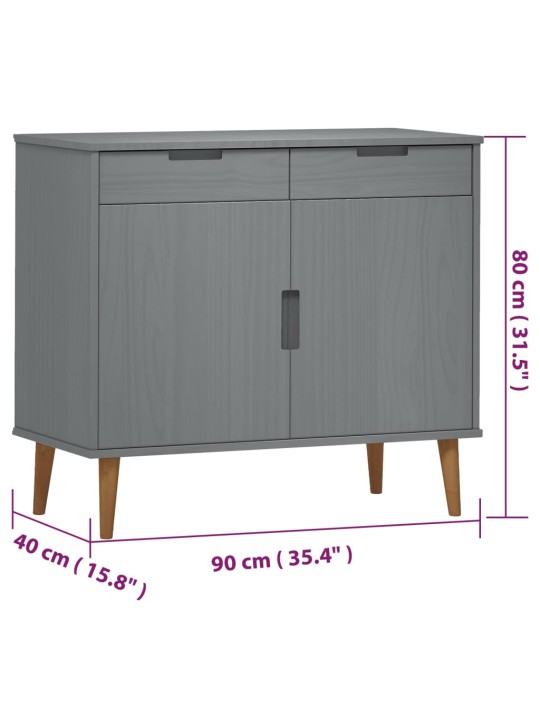 Kumode molde, pelēka, 90x40x80 cm, priedes masīvkoks