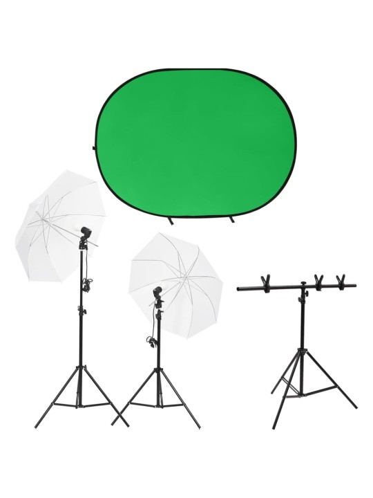 Fotostudijas apgaismojuma komplekts un fons