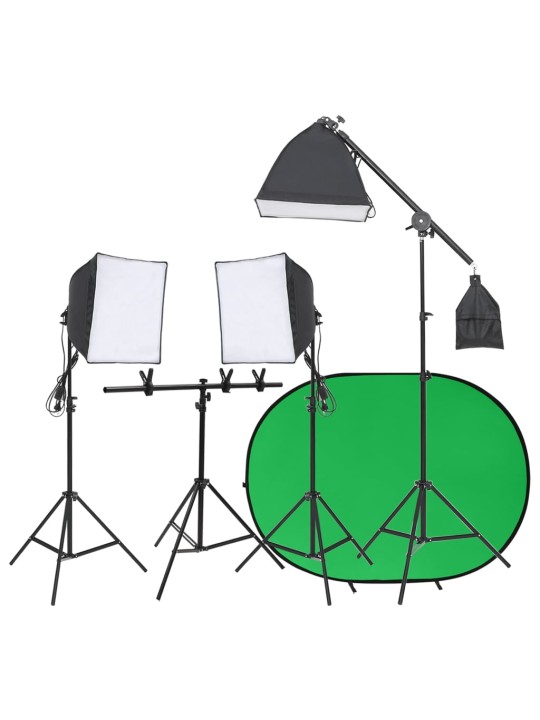 Fotostudijas apgaismojuma komplekts un fons
