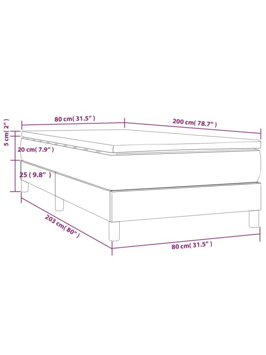 Atsperu gultas rāmis ar matraci, zils, 80x200 cm, audums
