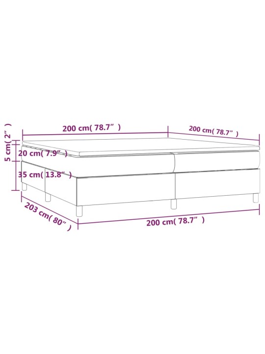 Kontinentālā gulta ar matraci, tumši pelēka audums, 200x200cm
