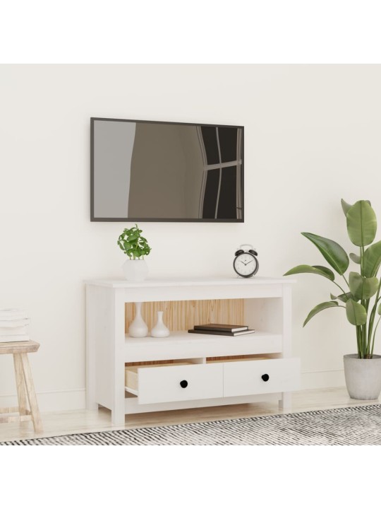 Tv skapītis, balts, 79x35x52 cm, priedes masīvkoks