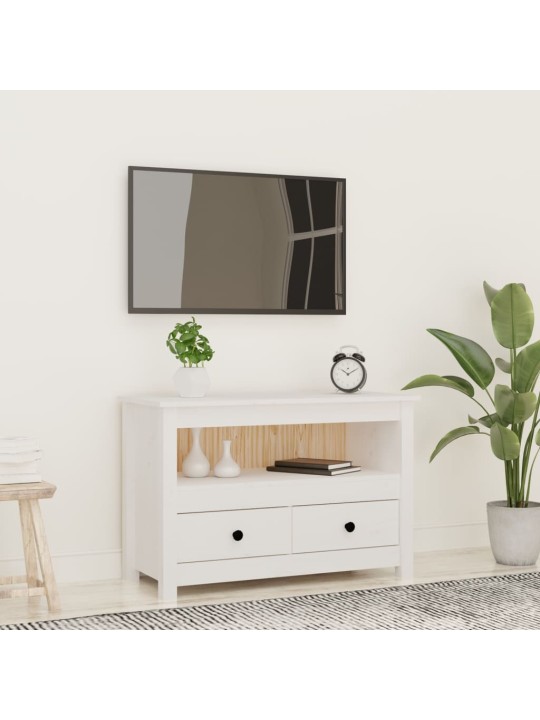 Tv skapītis, balts, 79x35x52 cm, priedes masīvkoks