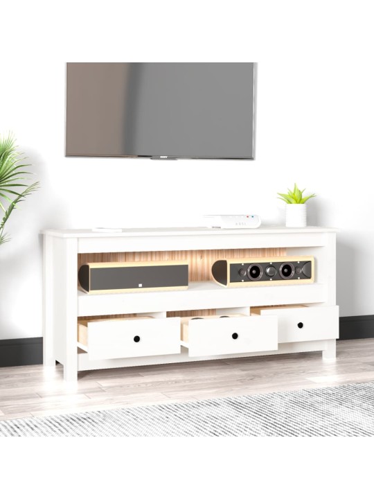 Tv skapītis, balts, 114x35x52 cm, priedes masīvkoks
