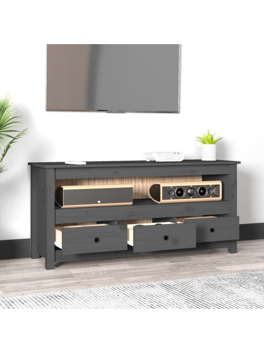 Tv skapītis, pelēks, 114x35x52 cm, priedes masīvkoks
