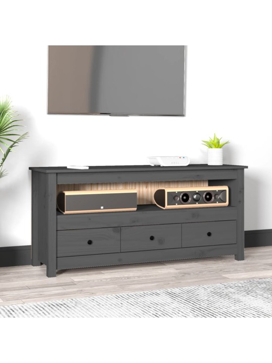 Tv skapītis, pelēks, 114x35x52 cm, priedes masīvkoks