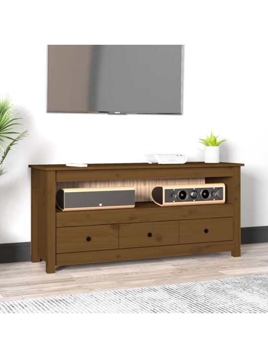 Tv skapītis, medus brūns, 114x35x52 cm, priedes masīvkoks