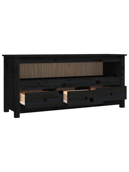 Tv skapītis, melns, 114x35x52 cm, priedes masīvkoks