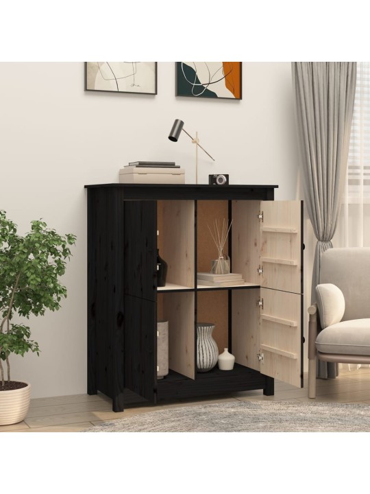 Kumode, melna, 83x41,5x100 cm, priedes masīvkoks