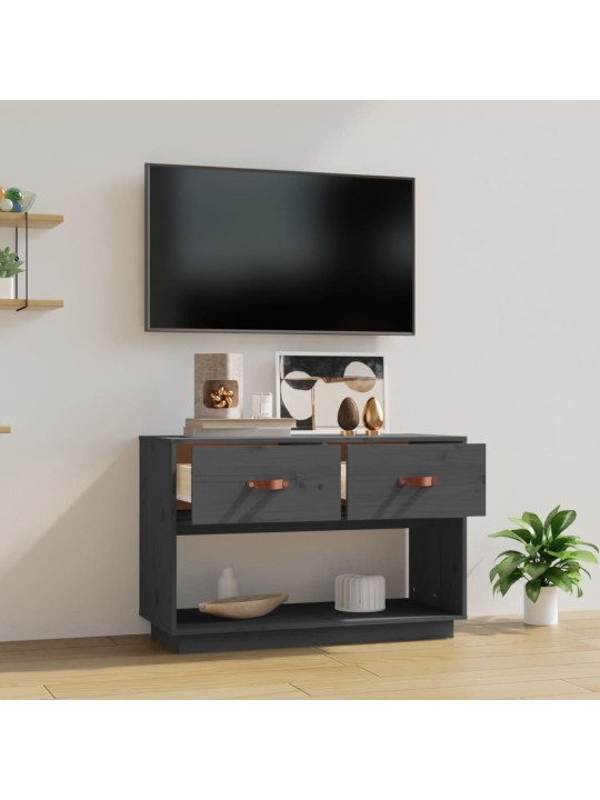 Tv skapītis, pelēks, 90x40x60 cm, priedes masīvkoks