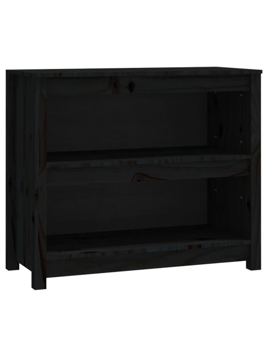 Grāmatu plaukts, melns, 80x35x68 cm, priedes masīvkoks