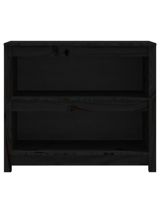 Grāmatu plaukts, melns, 80x35x68 cm, priedes masīvkoks