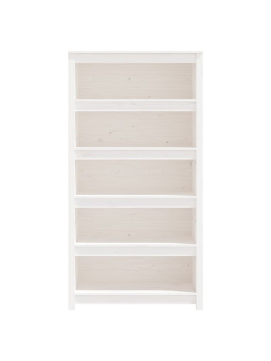 Grāmatu plaukts, balts, 80x35x154 cm, priedes masīvkoks