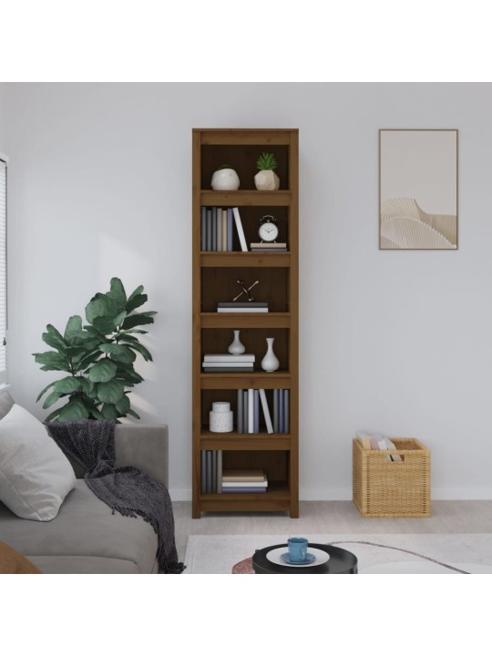 Grāmatu plaukts, medus brūns, 50x35x183 cm, priedes masīvkoks