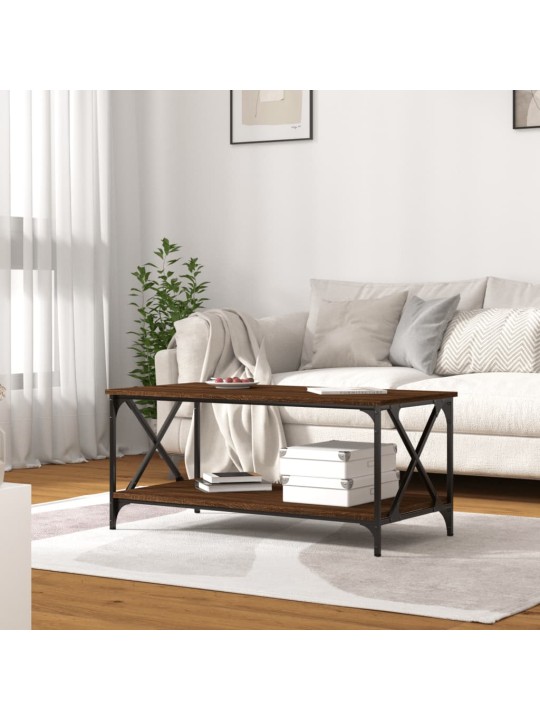 Galdiņš, brūna ozolkoka, 100x50x45cm, inženierijas koks, dzelzs