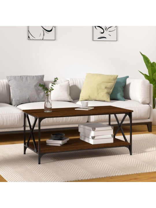 Galdiņš, brūna ozolkoka, 100x50x45cm, inženierijas koks, dzelzs
